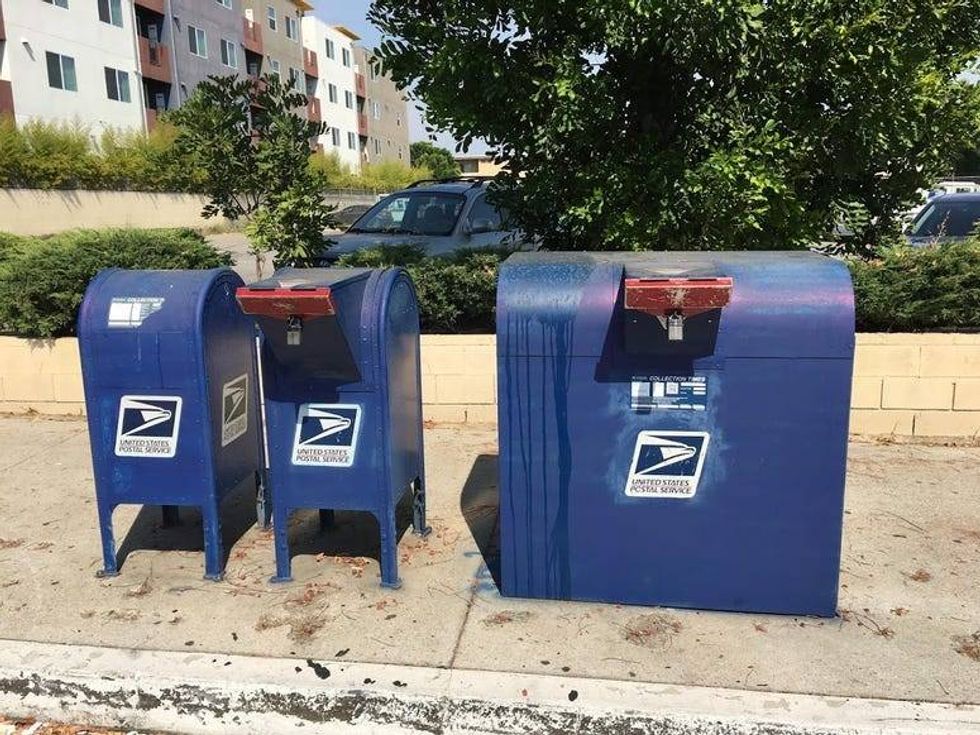Locked USPS mailboxes on Reseda Blvd. in Northridge, CA