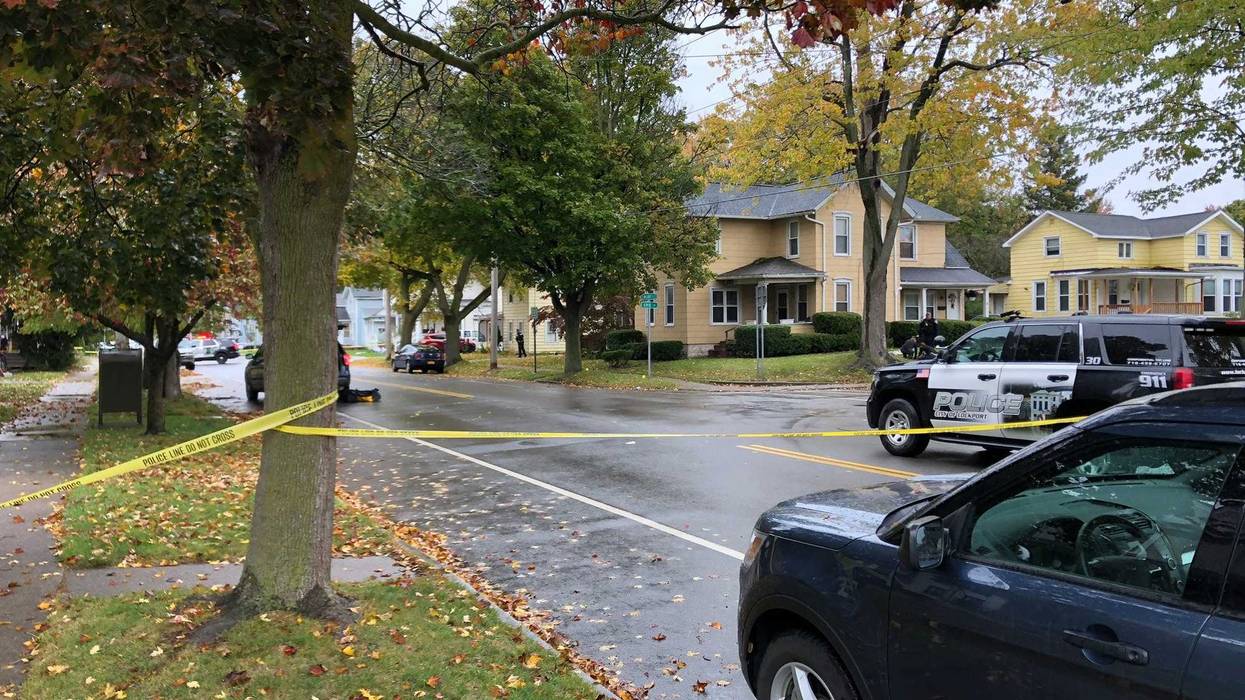 Lockport Police investigate shooting at Walnut Street and Erie Street that prompted a lockdown of Lockport Schools. October 19, 2020