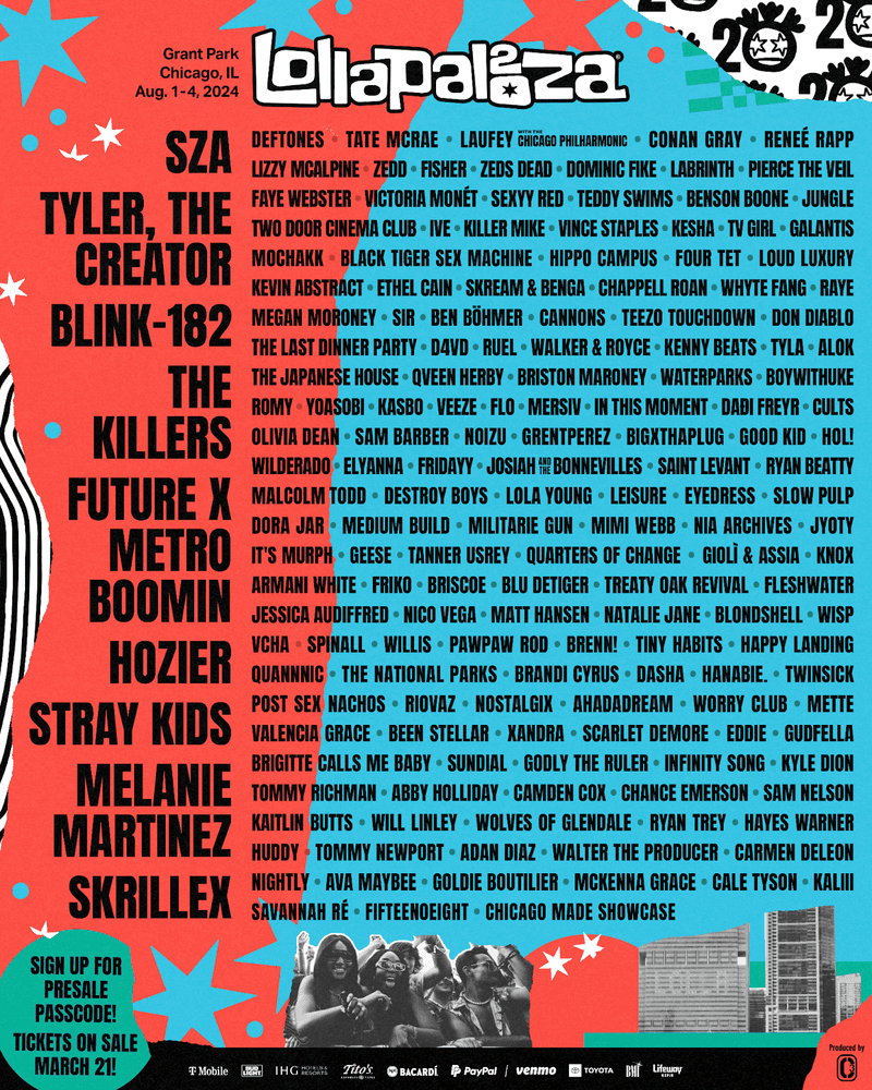 SZA, Blink-182, Tyler, The Creator lead Lollapalooza 2024 lineup