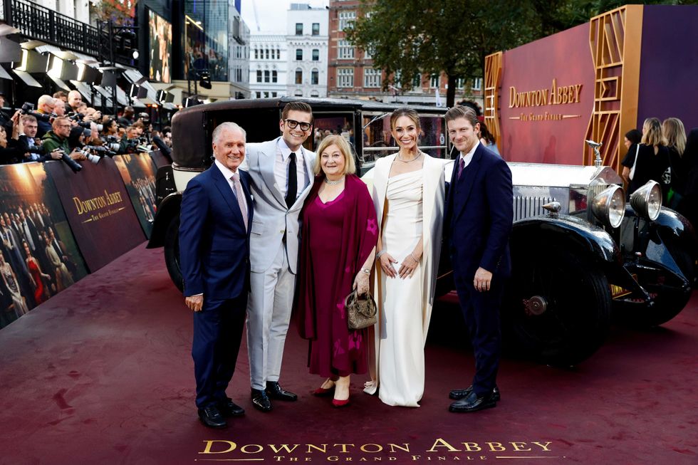 LONDON, ENGLAND - SEPTEMBER 03: (L-R) guest, Allen Leech, guest, Jessica Blair Herman and guest attend the "Downton Abbey: The Grand Finale" world premiere at Odeon Luxe Leicester Square on September 03, 2025 in London, England.
