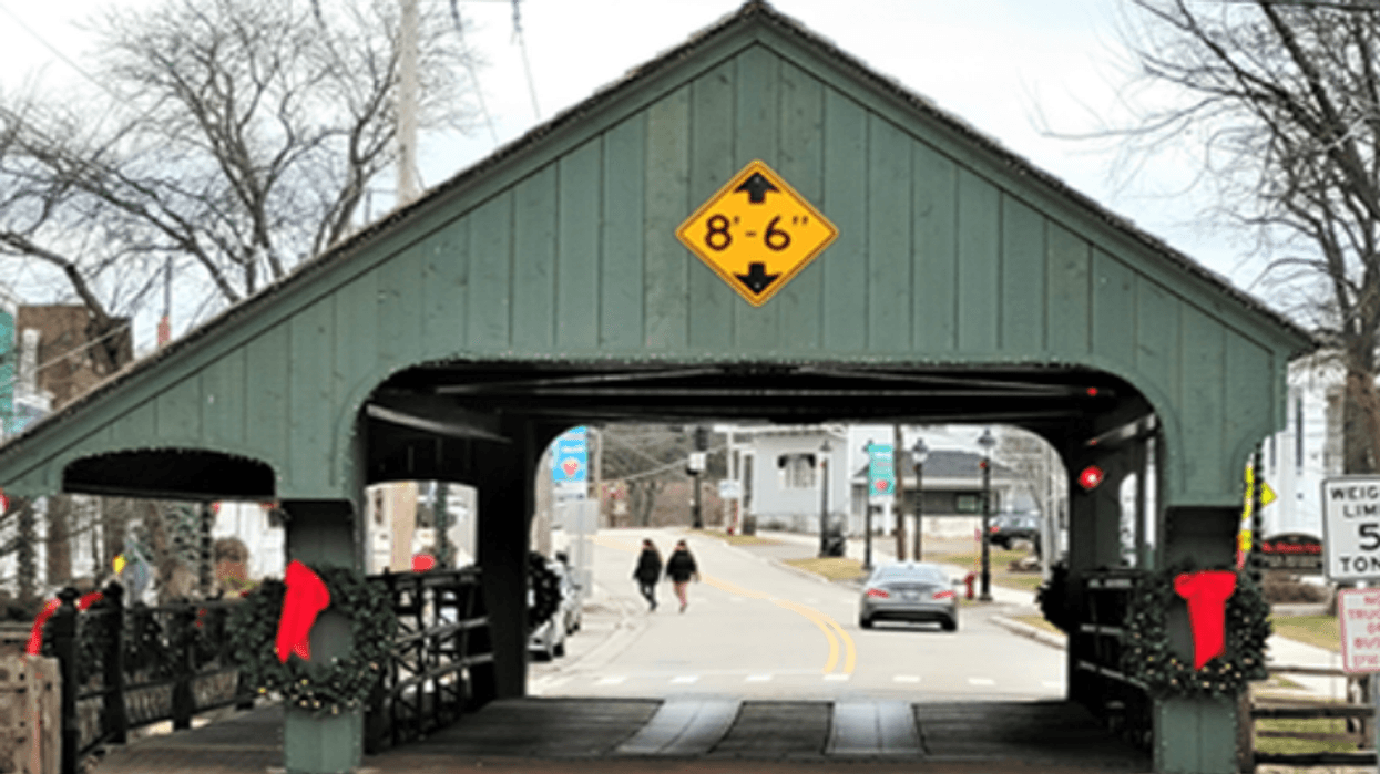 Long Grove's historic Robert Parker Coffin Bridge, which was hit twice this week by trucks.
