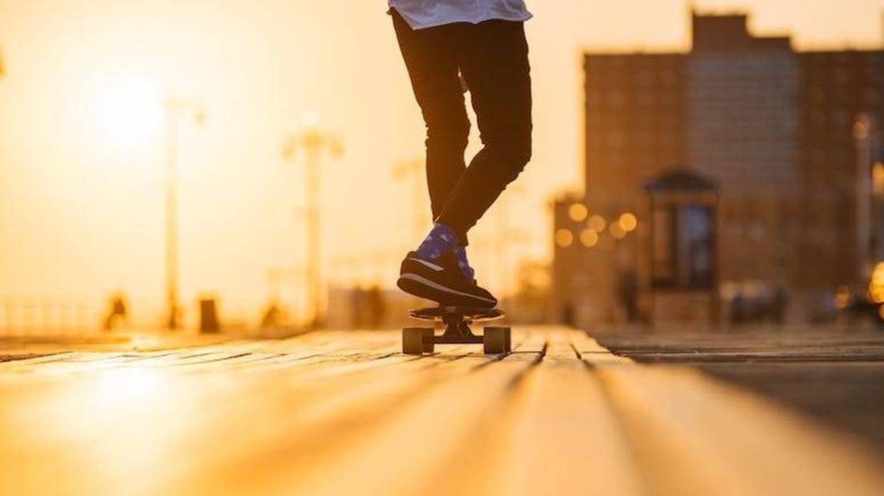 Longboard, Sunset, Skateboard
