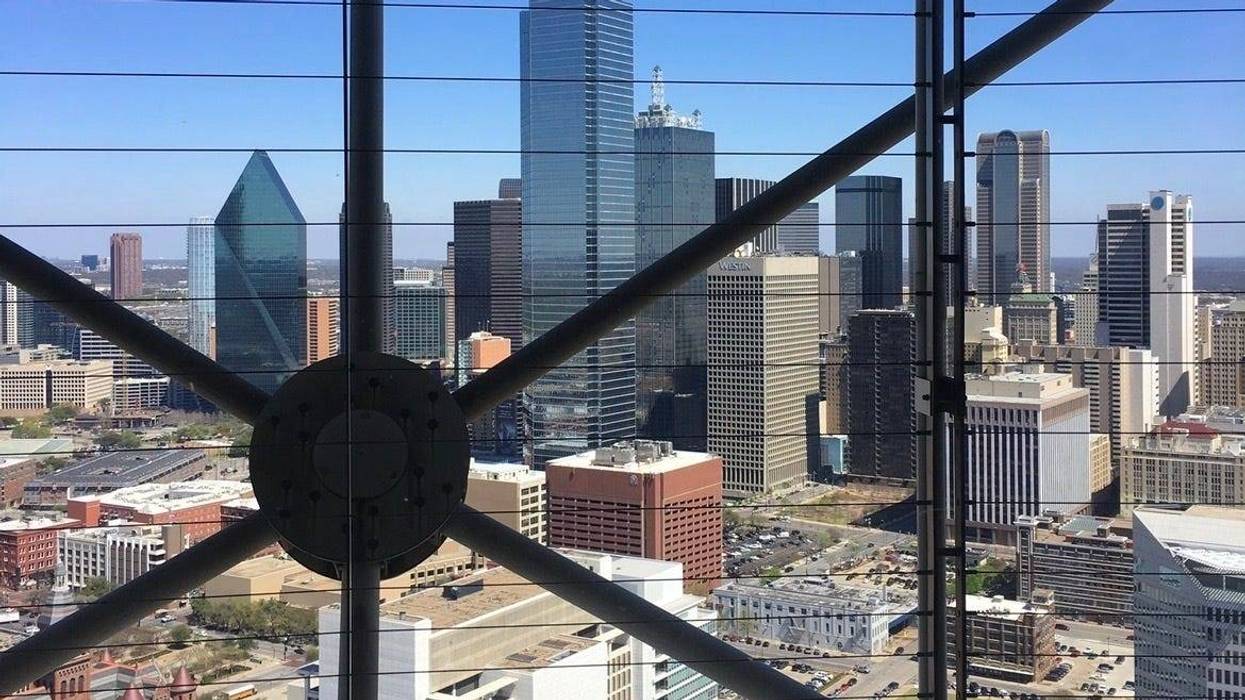 Looking out toward Downtown Dallas from Reunion Tower's GeO-Deck