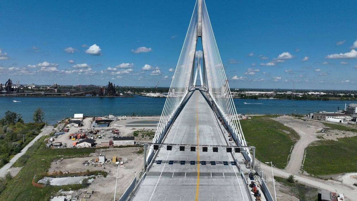 Looking straight through the new bridge to the other side on a beautiful sunny day