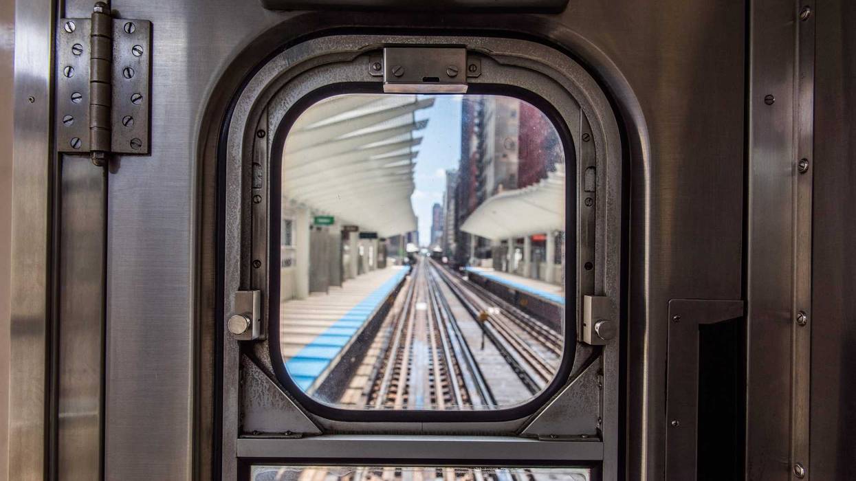 Looking through a CTA train window