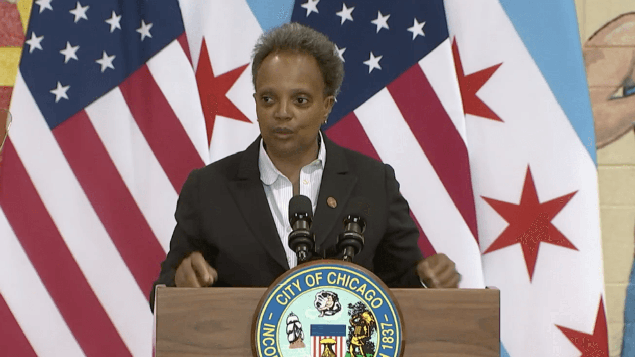 Lori Lightfoot at lectern
