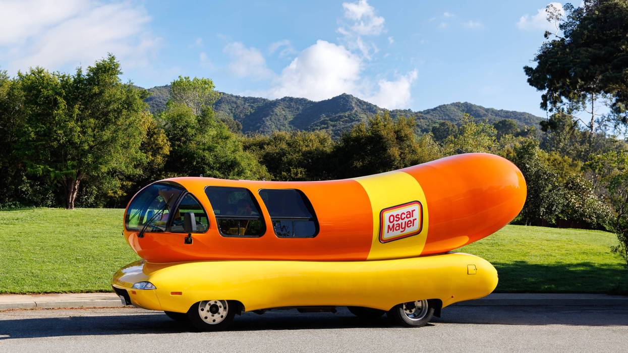 LOS ANGELES, CALIFORNIA - APRIL 15: The Oscar Mayer Wienermobile Visuals on April 15, 2024 in Los Angeles, California. (Photo by Rich Polk/Getty Images for Oscar Mayer)