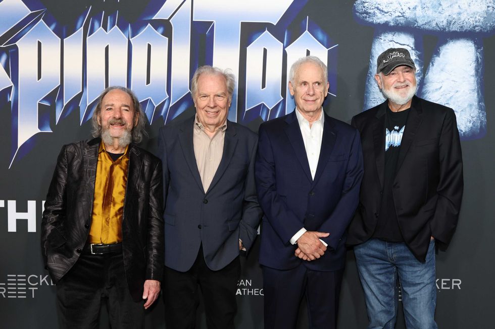 LOS ANGELES, CALIFORNIA - SEPTEMBER 09: (L-R) Harry Shearer, Michael McKean, Christopher Guest, and Rob Reine attend the premiere of "Spinal Tap II: The End Continues" at The Egyptian Theatre Hollywood on September 09, 2025 in Los Angeles, California.