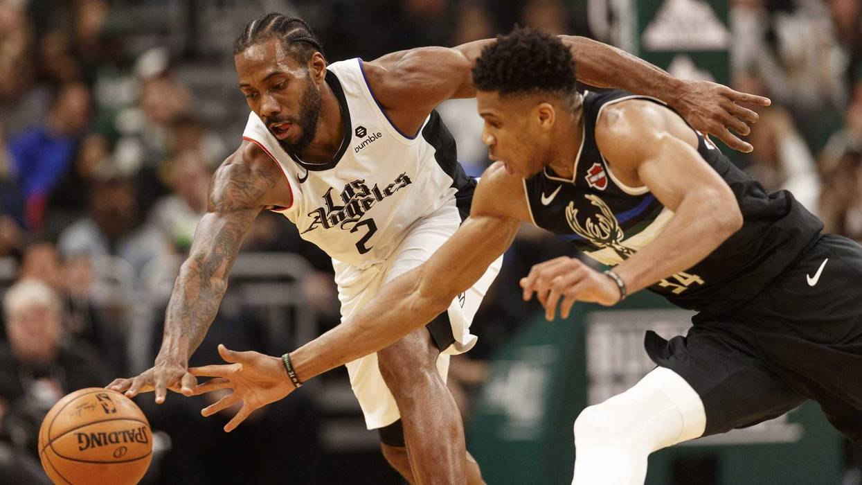 Los Angeles Clippers forward Kawhi Leonard and Milwaukee Bucks forward Giannis Antetokounmpo