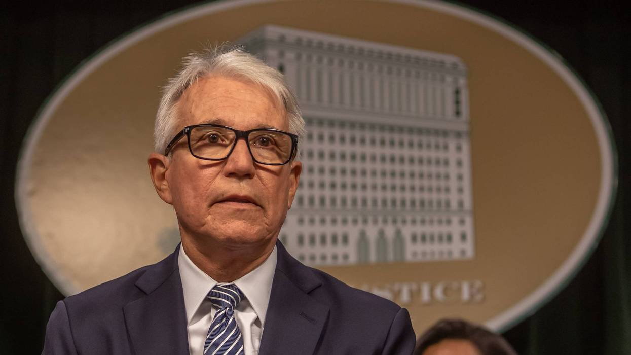 Los Angeles County District Attorney George Gascón announces his decision on a possible resentencing recommendation for Erik and Lyle Menendez on October 24, 2024 in Los Angeles, California.