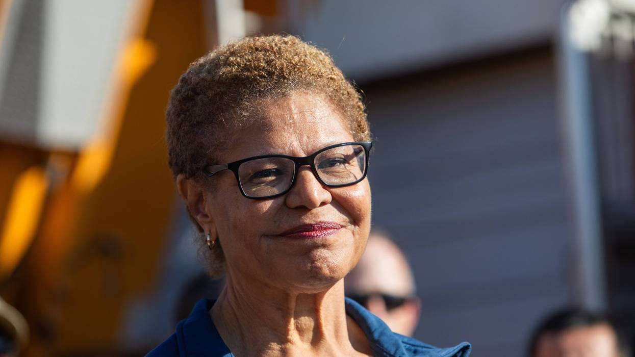 Los Angeles Mayor Karen Bass speaks to journalists in a press conference to announce Steve Soboroff to lead L.A.'s wildfire rebuilding and recovery efforts on January 17, 2025 in Los Angeles, California.