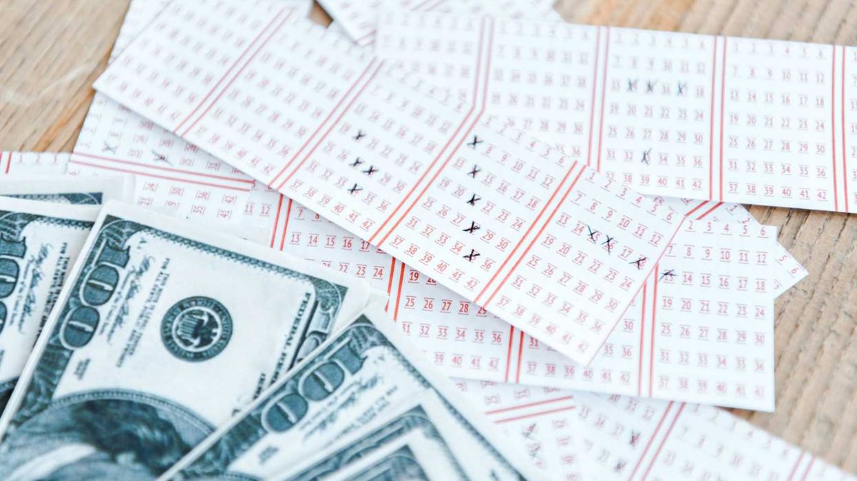 Lottery tickets and money.