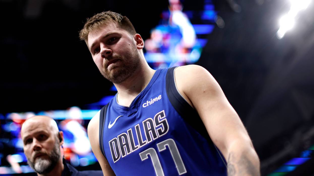 Luka Doncic #77 of the Dallas Mavericks leaves the court against the Minnesota Timberwolves in the first half at American Airlines Center on December 25, 2024, in Dallas, Texas.
