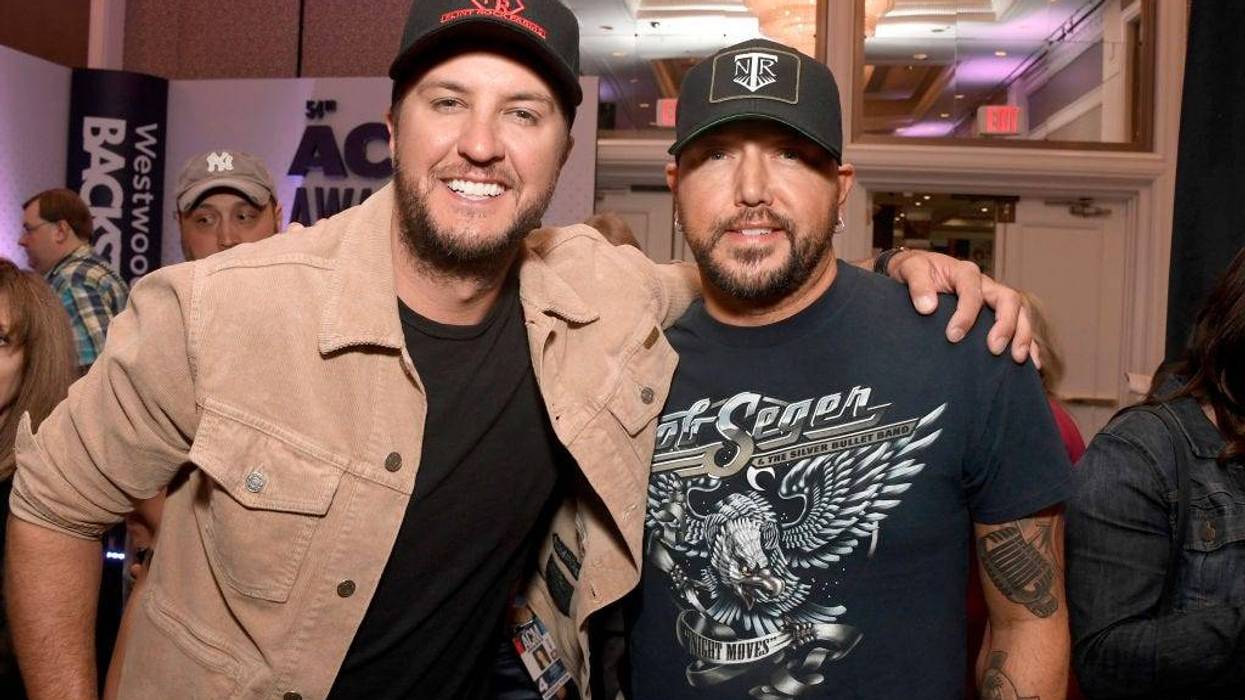 Luke Bryan and Jason Aldean attend the 54th Academy Of Country Music Awards Cumulus/Westwood One Radio Remotes on April 05, 2019 in Las Vegas, Nevada
