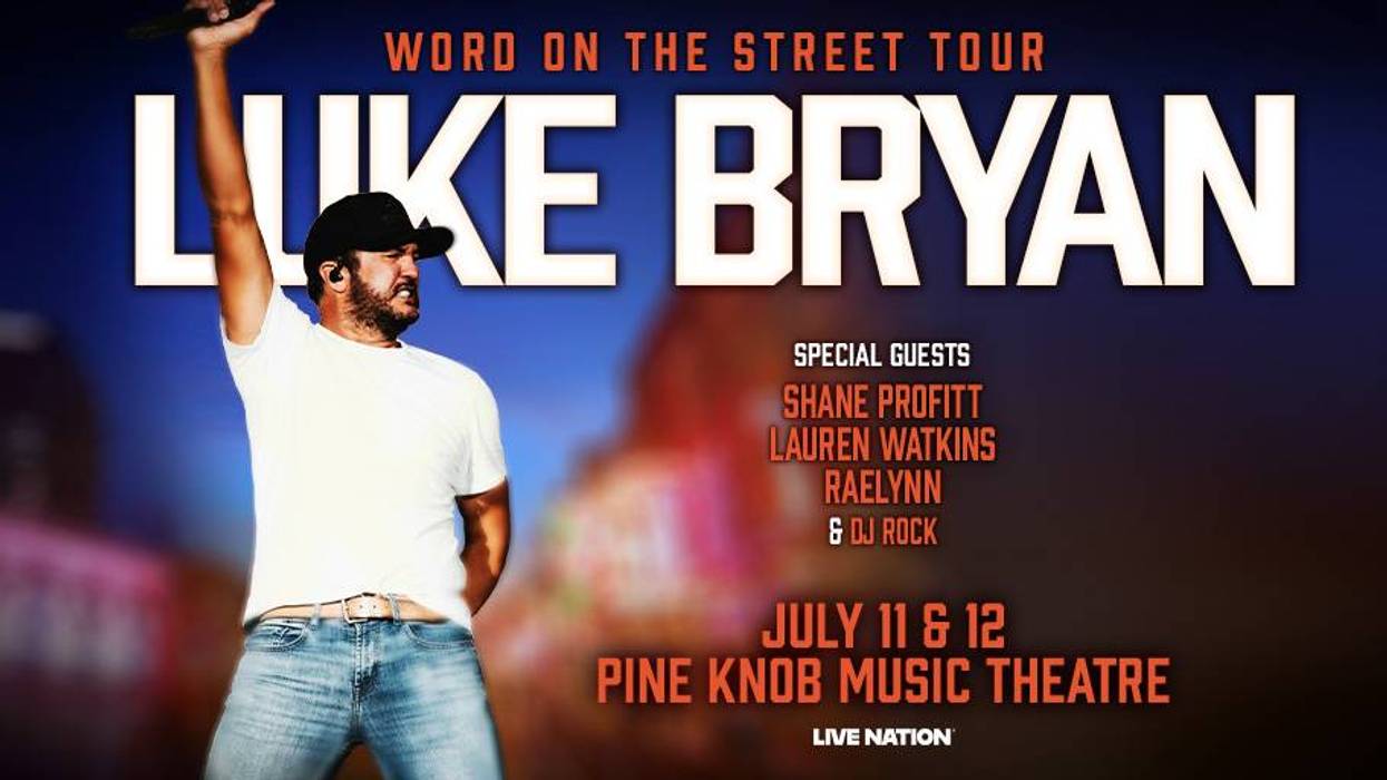 Luke Bryan "Word On The Street Tour" poster, July 11 & 12 at Pine Knob Music Theatre.