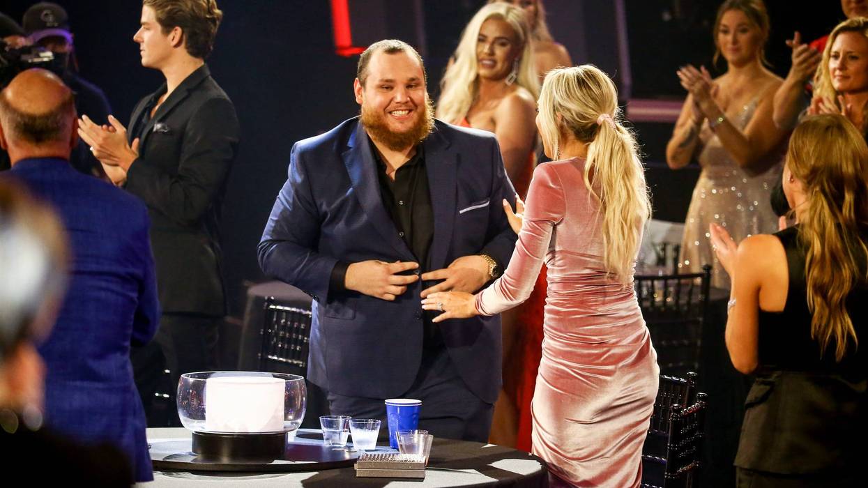 Luke Combs and wife Nicole Hocking at the CMA Awards