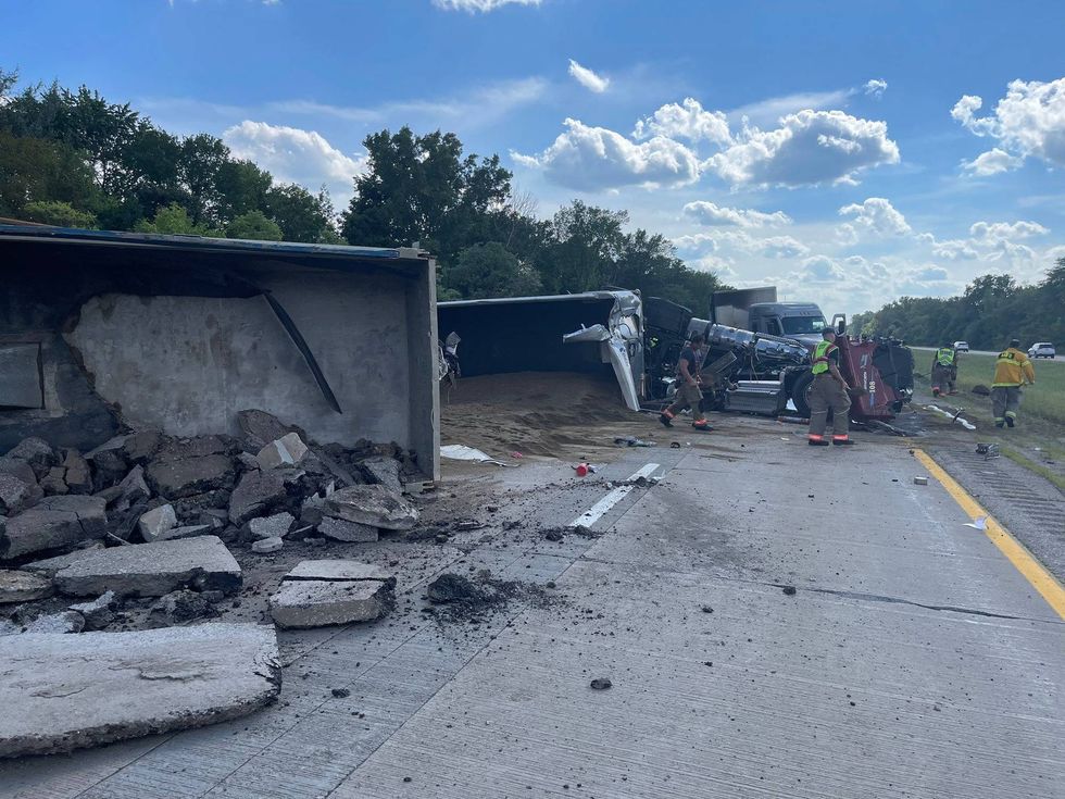 M-14 four semi crash
