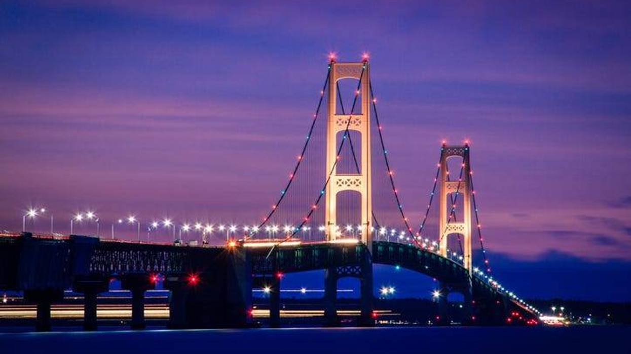 Mackinaw Bridge at nightfall