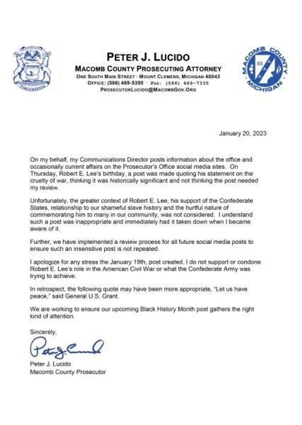 Macomb County Prosecutor Pete Lucido