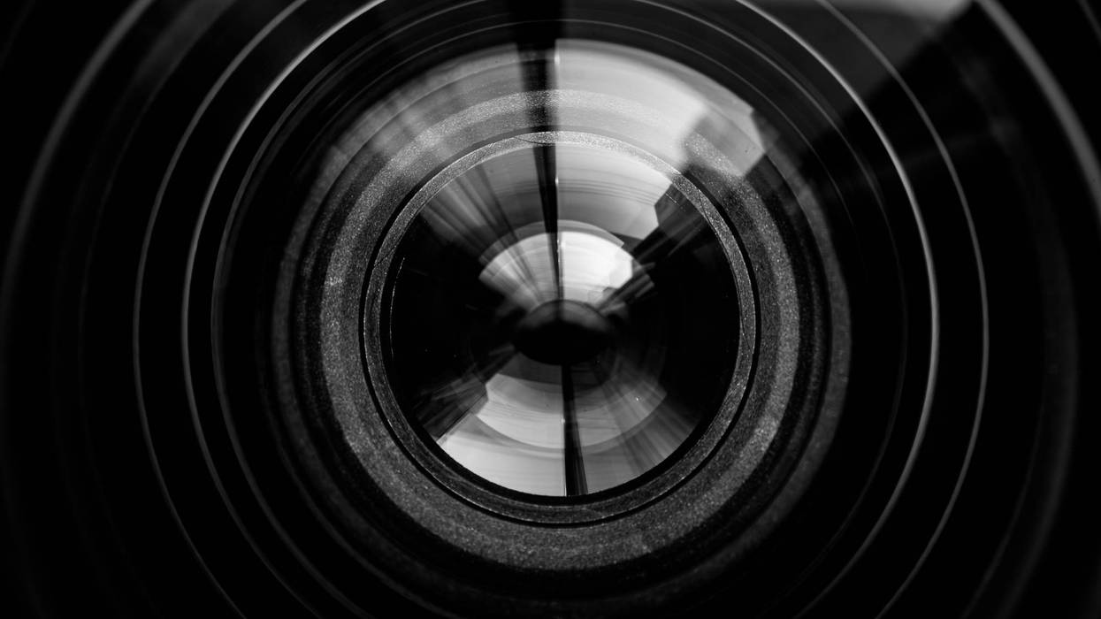 Macro camera lens,Photography Lens Extreme Close Up,Close up of DSLR, SLR or Mirrorless camera lens and see through the lenses structure inside with also the reflection on lens surface.