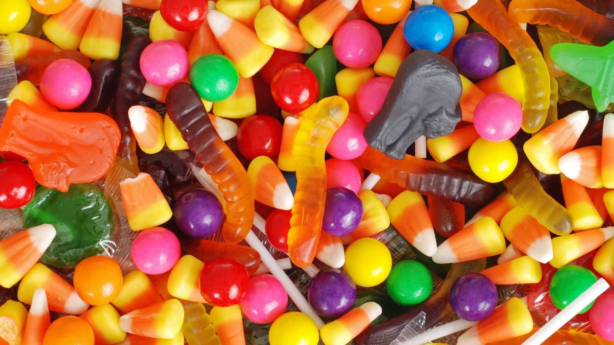 macro mixed halloween candy background