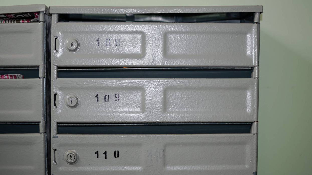 Mailboxes in the entrance hall of a residential house
