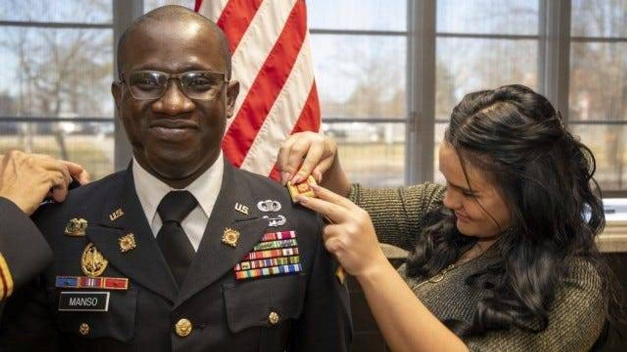 Maj. Tatchie Manso has the rank of Major pinned on him