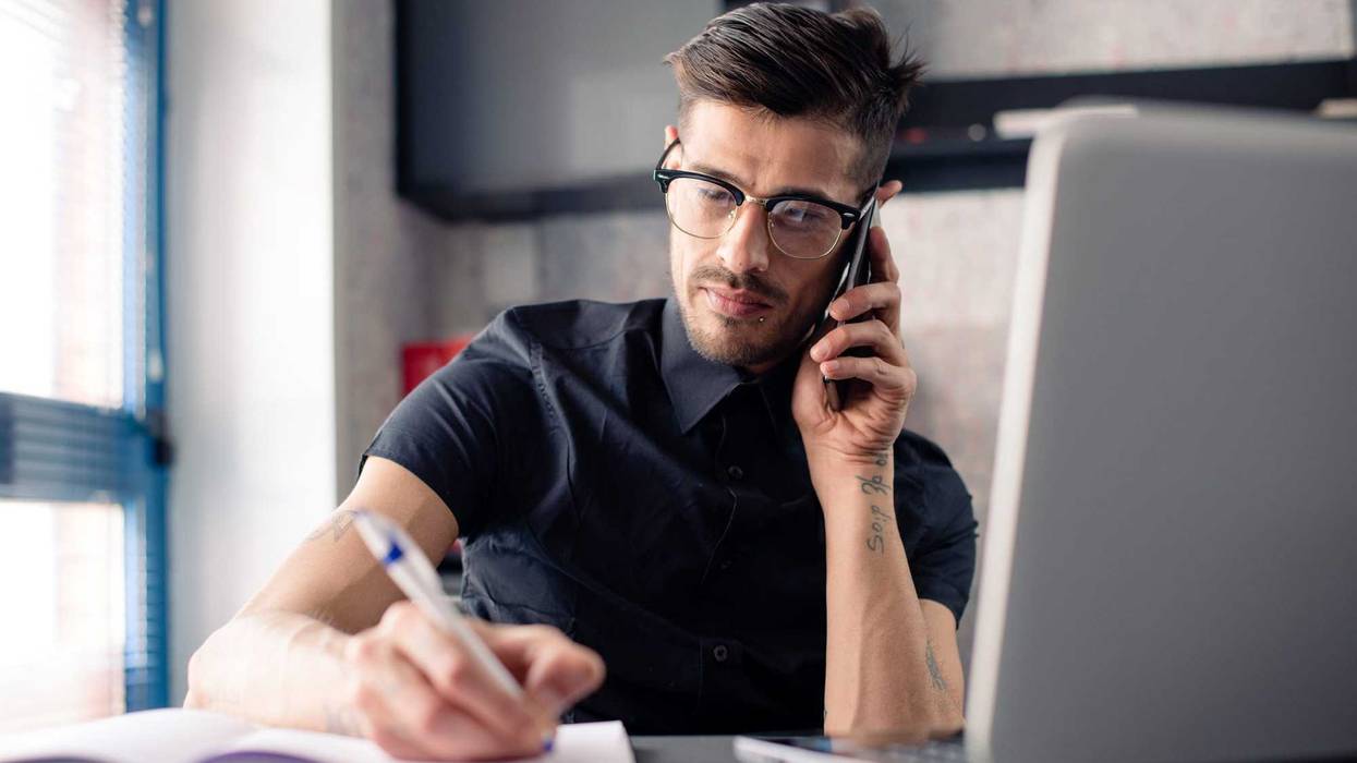 male executive hard at work