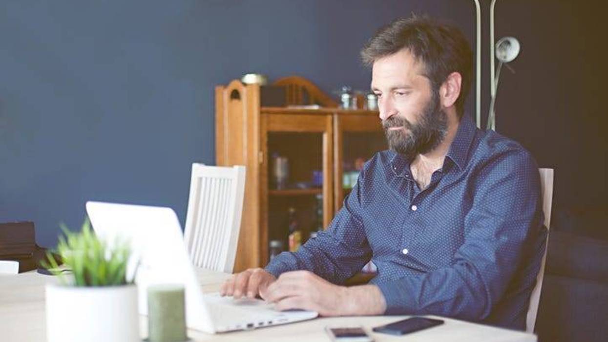 Male working from home