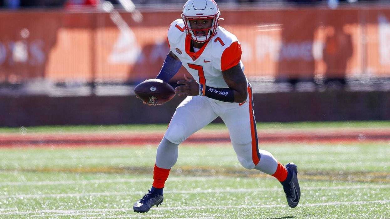 Malik Willis rolling out at the 2022 Senior Bowl