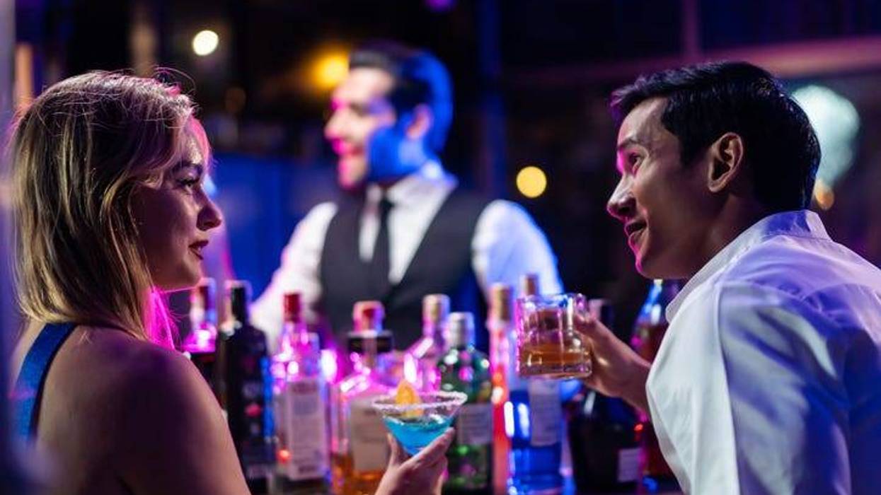 Man flirting with woman