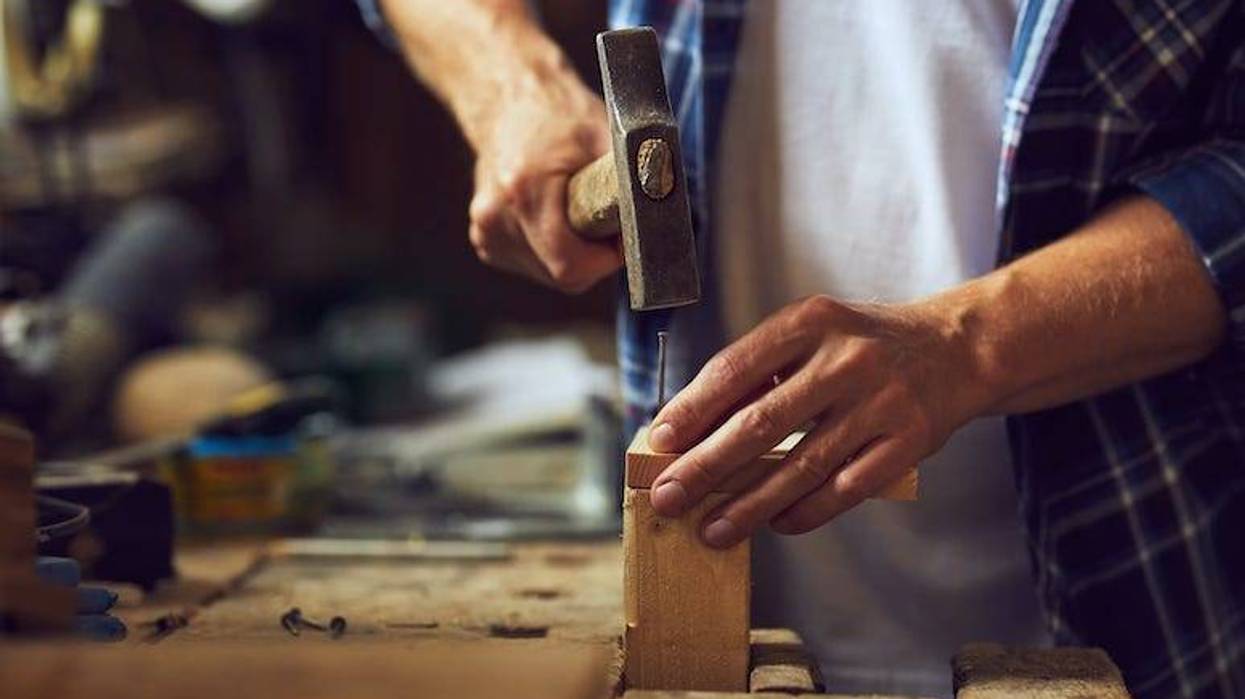 Man, Hammering, Wood, Mallet, Nail, Wooden Plank, Hammer