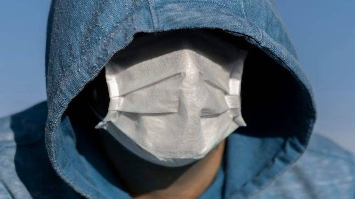 Man, Hoodie, Face mask