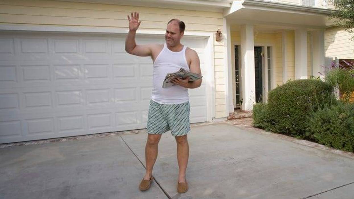 Man In Underwear Outside