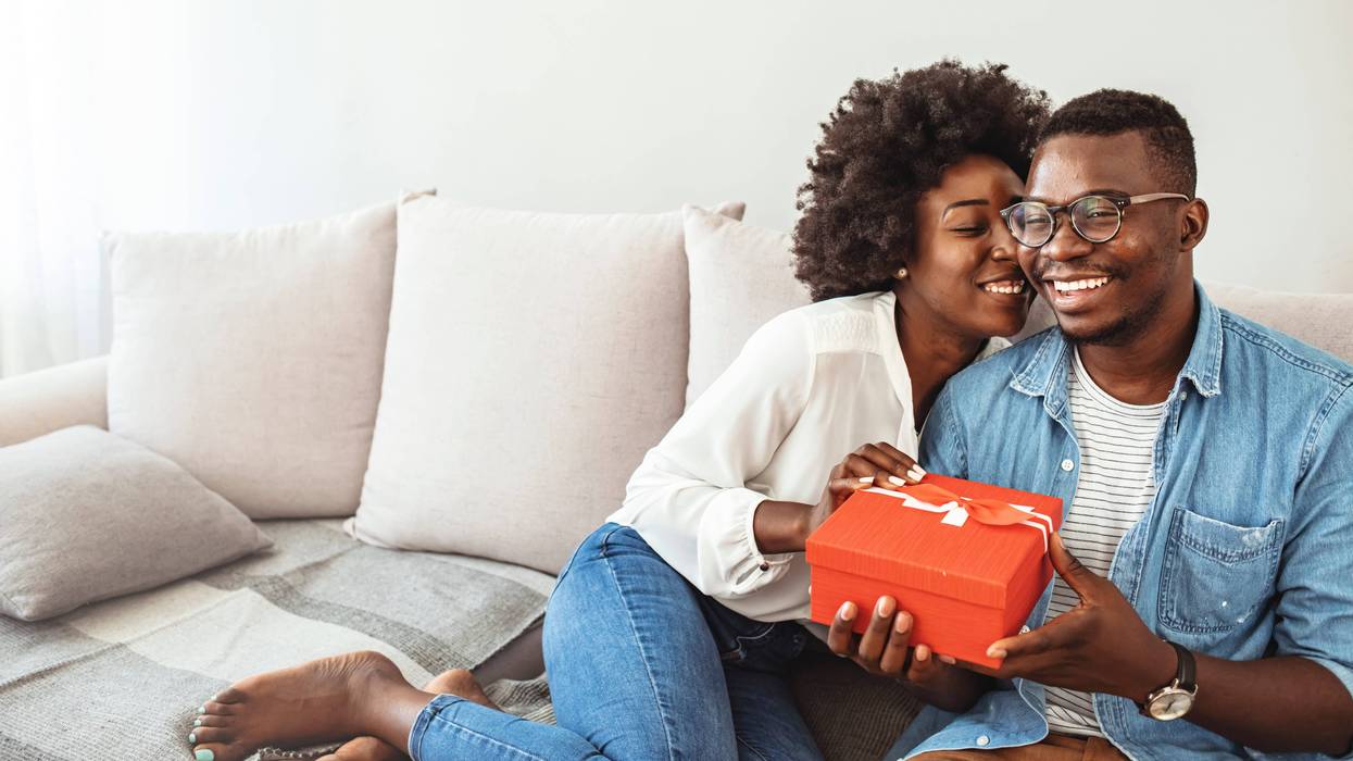 Man receives gift for Valentine's Day