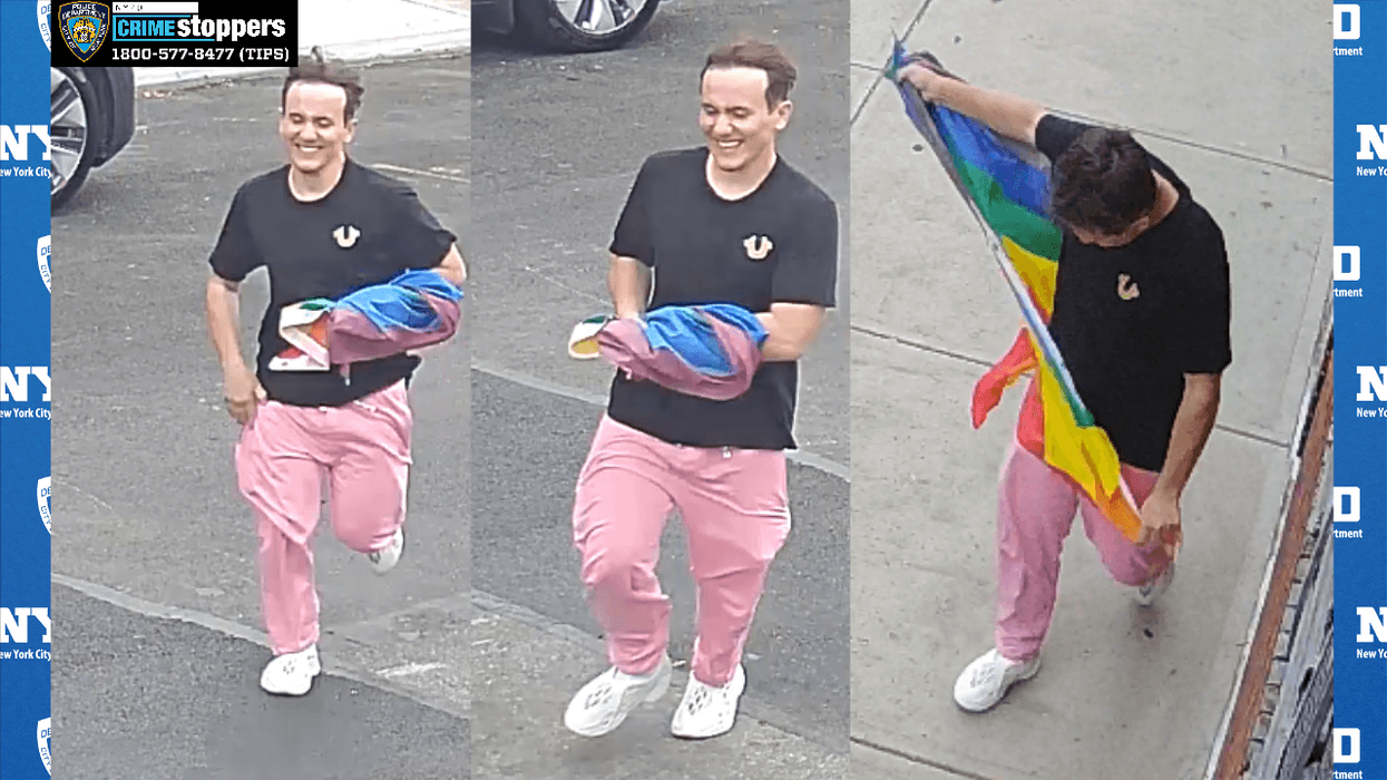 Man wanted for stealing, cutting up Pride flag from Queens bar, making threatening calls