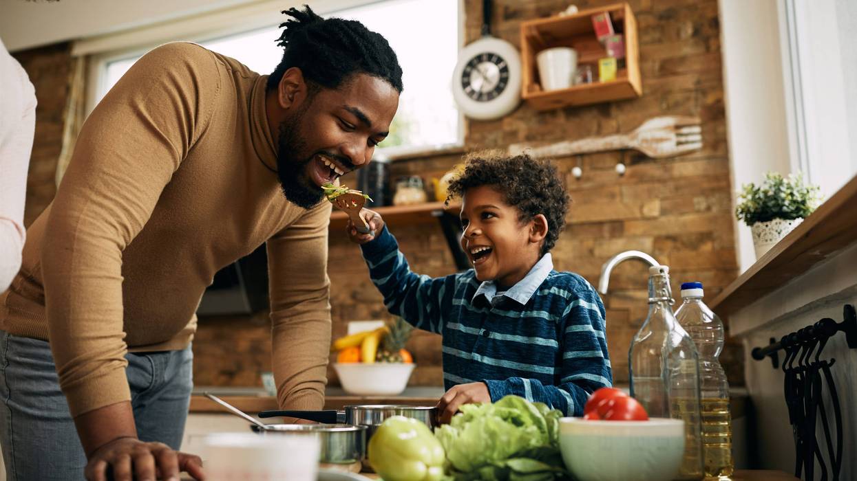 man with son