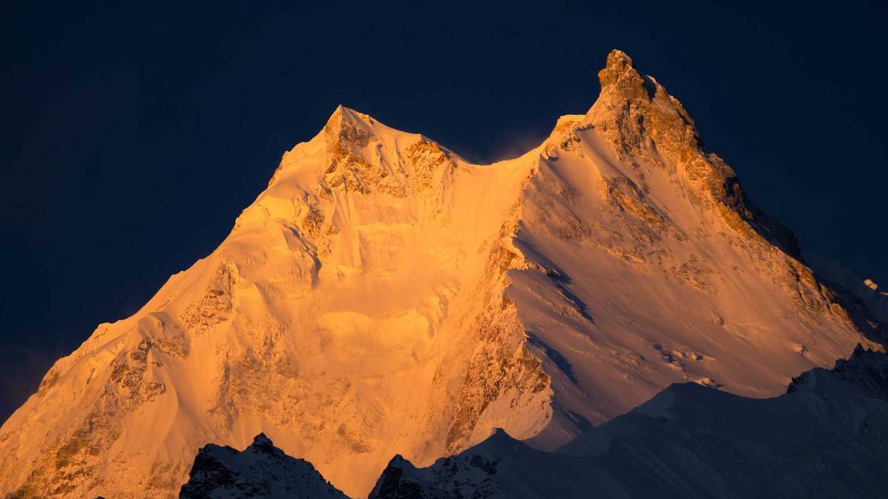 Manaslu Peak - the eighth highest mountain in the world located in Nepal, Himalayas.