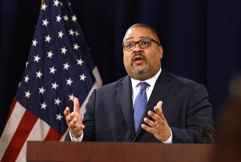 Manhattan District Attorney Alvin Bragg speaks during a press conference following the arraignment of former U.S. President Donald Trump April 4, 2023.