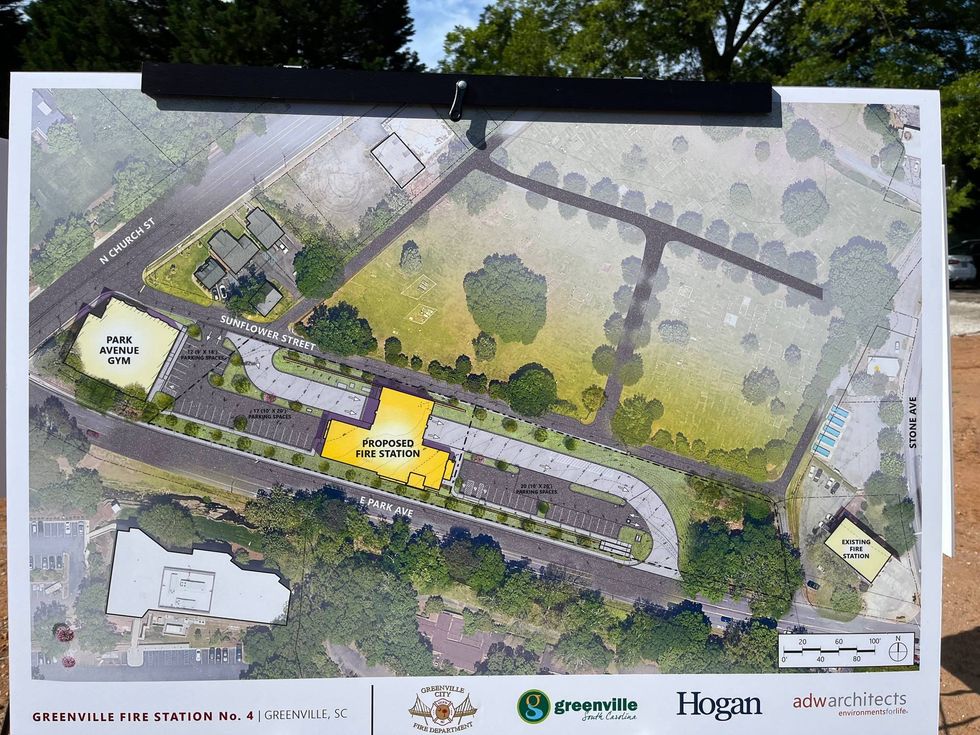 Map depicting the planned layout of the new fire station