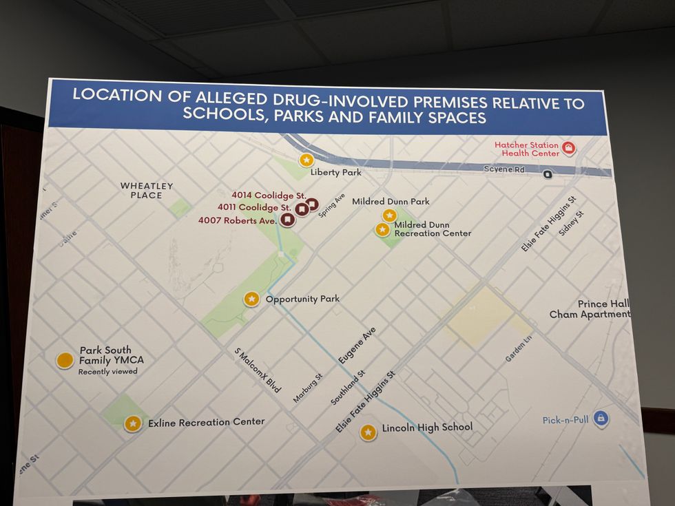 Map of drug houses in South Dallas
