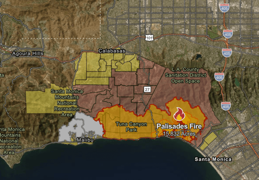 Map of Palisades Fire