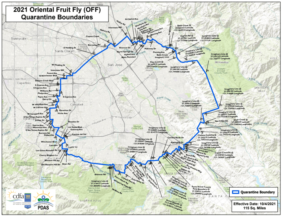 Map of the impacted area from from Los Gatos to the foothills.