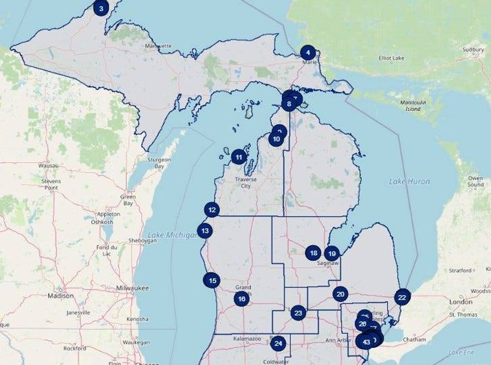 map shows Michigan