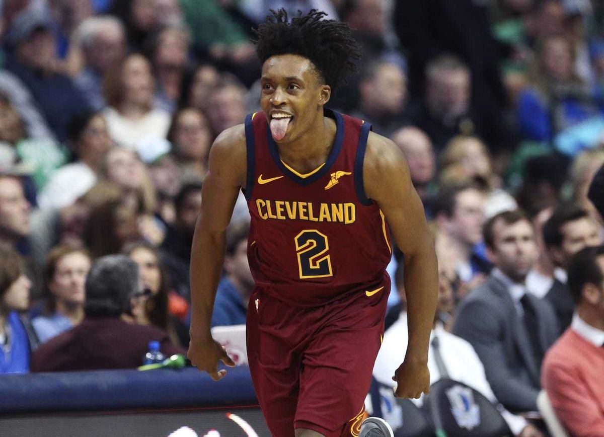 Mar 16, 2019; Dallas, TX, USA; Cleveland Cavaliers guard Collin Sexton (2) reacts after scoring during the second half against the Dallas Mavericks at American Airlines Center. Mandatory Credit: Kevin Jairaj-USA TODAY Sports