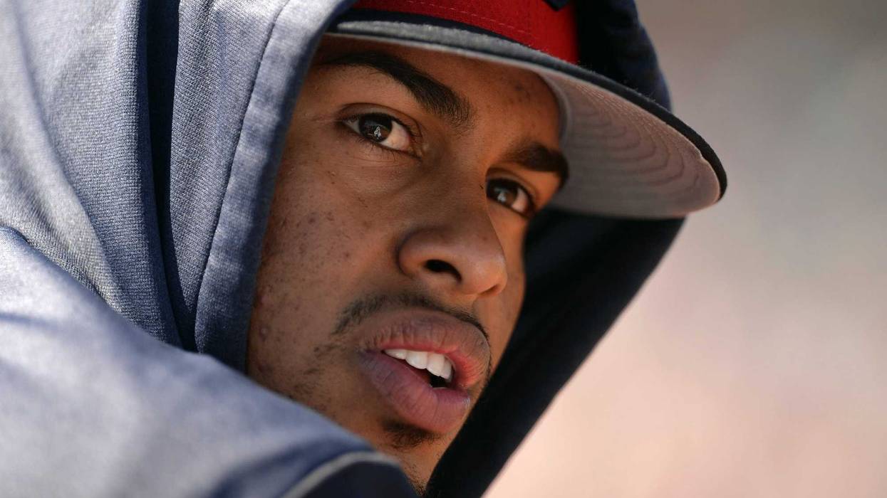 Mar 18, 2019; Goodyear, AZ, USA; Cleveland Indians infielder Francisco Lindor looks on against the San Diego Padres during the second inning at Goodyear Ballpark. Mandatory Credit: Joe Camporeale-USA TODAY Sports