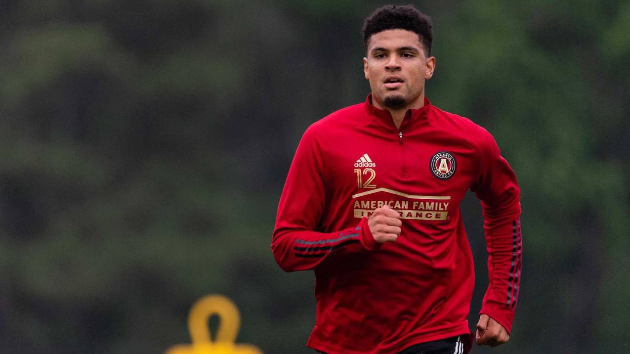 Mar 27, 2020; Marietta, GA, USA; Atlanta United defender Miles Robinson #12 runs during voluntary individual workouts at Children's Healthcare of Atlanta Training Ground in Marietta, Ga., on Wednesday May 27, 2020. Major League Soccer announced that start