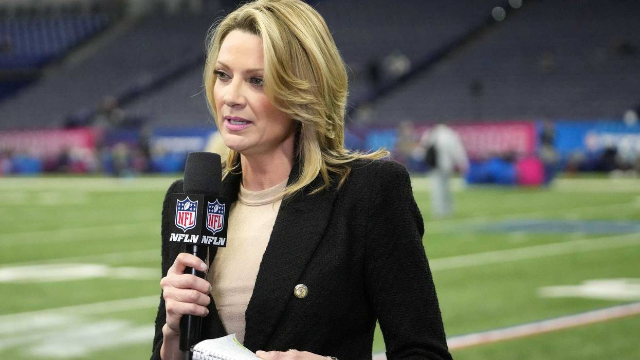 Mar 3, 2024; Indianapolis, IN, USA; NFL Network reporter Stacey Dales reports from on the field during the 2024 NFL Combine at Lucas Oil Stadium. Mandatory Credit: Kirby Lee-Imagn Images