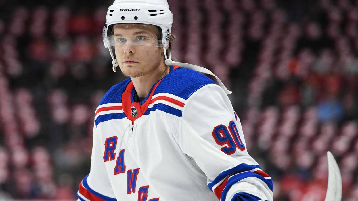Mar 7, 2019; Detroit, MI, USA; New York Rangers center Vladislav Namestnikov (90) before the game against the Detroit Red Wings at Little Caesars Arena.