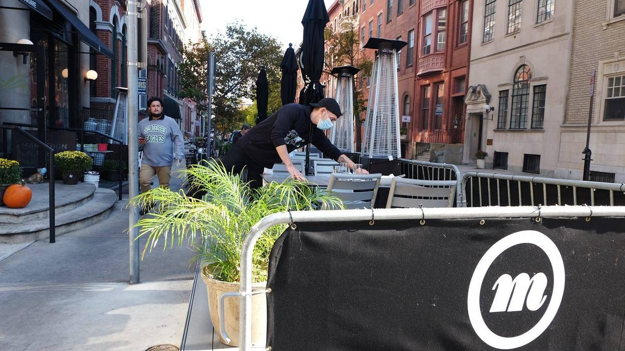 Marathon Grill's outdoor street dining section in Center City, pictured on Nov. 10, 2021.